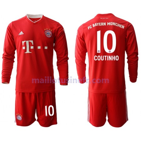 Maillot de Foot Bayern Munich Philippe Coutinho Correia 10 Domicile 2020-21 Manches Longues - Enfant